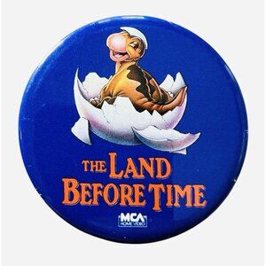 The Land Before Time Little Foot‎ Pinback Button 1988 Dinosaur Movie Cartoon